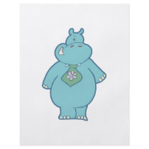 cute silly blue hippo wearing a flower necktie personalized flyer