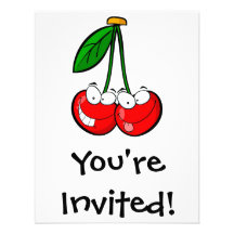 cute silly cartoon character cherries cherry custom invitation