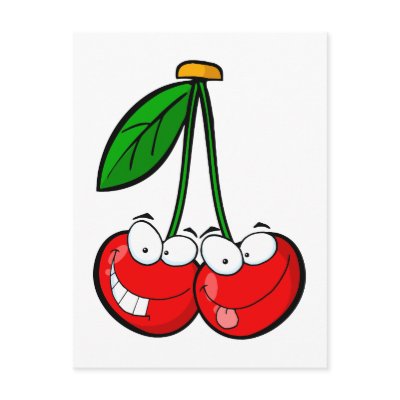 cute silly cartoon character cherries cherry postcards by super_shop