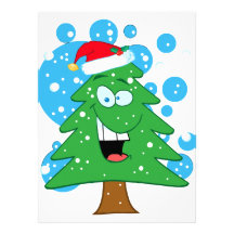 cute silly cartoon christmas tree character invite