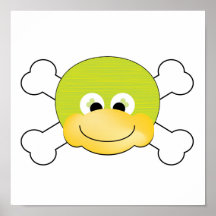 cute silly ducky face crossbones design poster