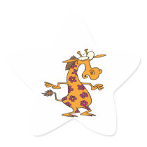 cute silly flower spots giraffe cartoon sticker
