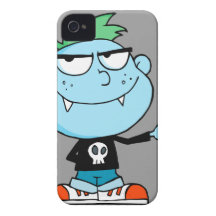 cute silly funny vampire kid cartoon character Case-Mate iPhone 4 cases
