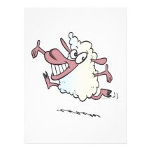 cute silly happy lamb cartoon character personalized invites