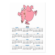 cute silly happy pink elephant cartoon business card