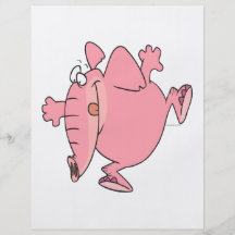 cute silly happy pink elephant cartoon flyer