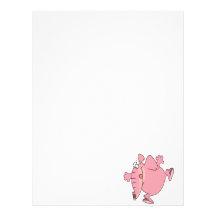 cute silly happy pink elephant cartoon letterhead