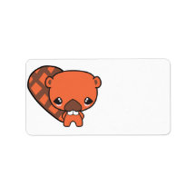 cute silly kawaii beaver personalized address label