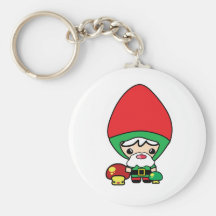 cute silly kawaii garden gnome and mushrooms keychains