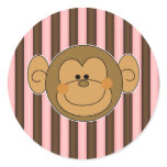 Cute Silly Monkey Face Round Sticker