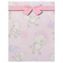cute silly pillow fighting fight monkeys  cartoon letterhead design