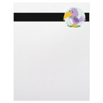 cute silly purple parrot vector cartoon letterhead design