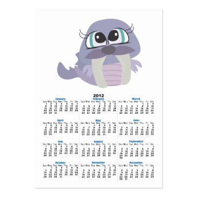 cute silly purple walrus vector character business card templates by doonidesigns