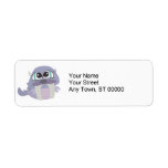cute silly purple walrus vector character return address label
