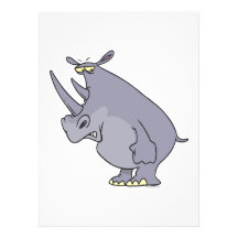 cute silly rhino rhinoceros cartoon character personalized invitation