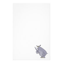 cute silly rhino rhinoceros cartoon character stationery paper