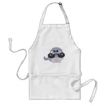 cute silly walrus cartoon with moustache apron