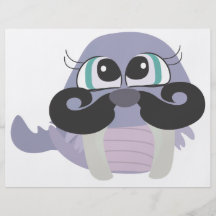 cute silly walrus cartoon with moustache flyer