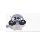 cute silly walrus cartoon with moustache personalized address label