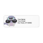 cute silly walrus cartoon with moustache return address label