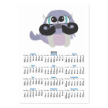 cute silly walrus cartoon with mustache business cards