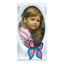 Cute silver photo frame with butterfly photo card template