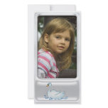 Cute silver photo frame with cute swan photo card template