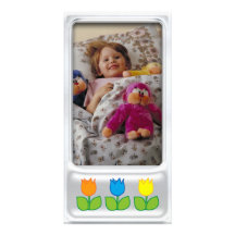 Cute silver photo frame with flower - Photo Card