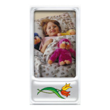 Cute silver photo frame with flowers - Photo Card