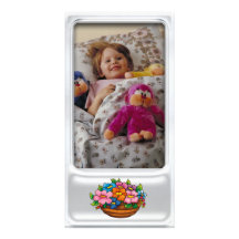 Cute silver photo frame with flowers - Photo Card