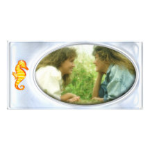 Cute silver photo frame with seahorse personalized photo card