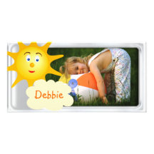 Cute silver photo frame with sun photo cards