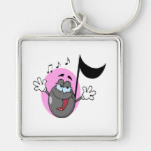 cute singing music musical note cartoon character key chain