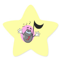 cute singing music musical note cartoon character star sticker