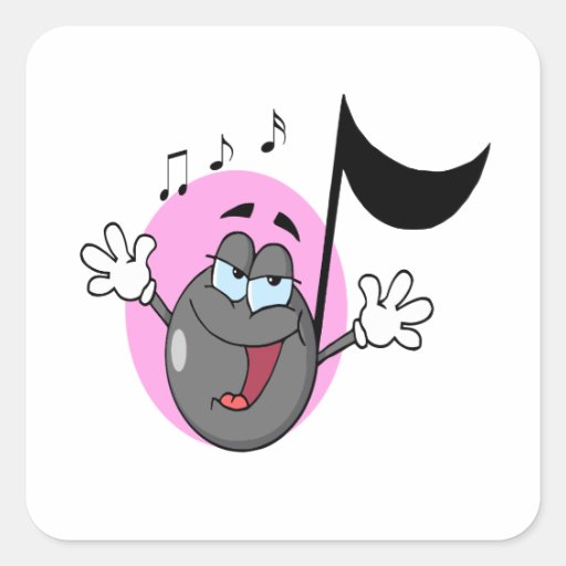 cute singing music musical note cartoon character sticker