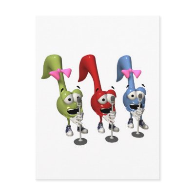 cute singing music notes post cards by geekme