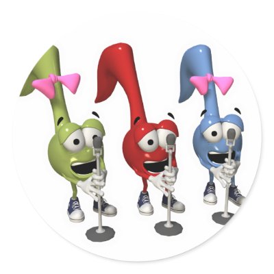 cute singing music notes round sticker by geekme