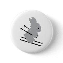 cute ski bunny  snow skiing buttons