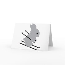 cute ski bunny  snow skiing greeting card