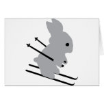 cute ski bunny  snow skiing greeting card