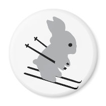 cute ski bunny  snow skiing fridge magnet