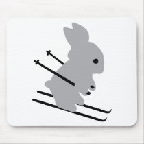 cute ski bunny  snow skiing mouse pad