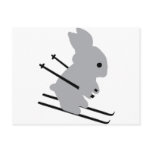 cute ski bunny  snow skiing post card