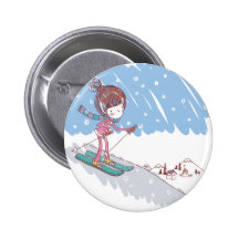 Cute Skiier Button