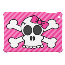 Cute Skull and Crossbones Pink Bow ipad mini cases