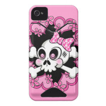 Cute Skull and Hearts Id Iphone 4 Cover