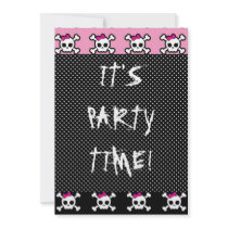 cute skull crossbones punk goth party announcements