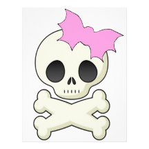 Cute Skull n Crossbones with Bat Bow Personalized Letterhead