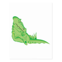 cute sleeping alligator post cards