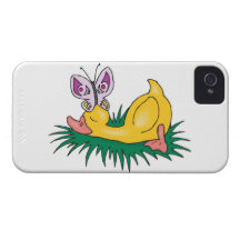 cute sleeping duck and butterfly Case-Mate iPhone 4 cases